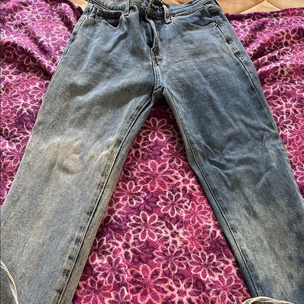 Fashion Nova Blue Flare Wide Leg Jeans
